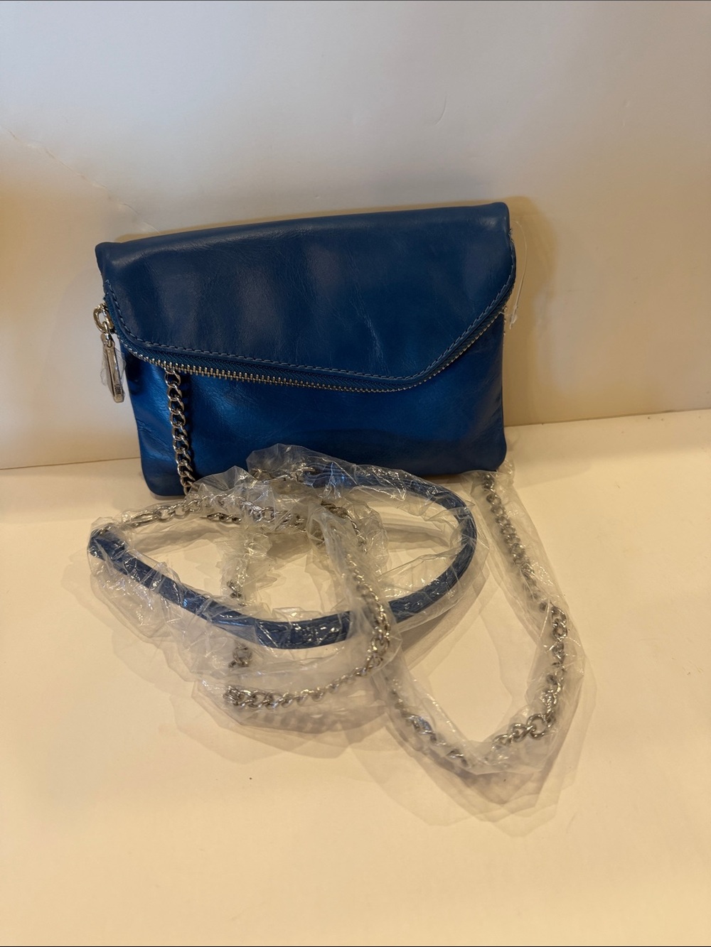 HOBO Navy Blue Leather Chain Crossbody